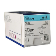 LOOK™ Silk Black Braided  Reverse Cutting 19mm 3/8 Circle 4-0 / 18”/45cm / 12/box