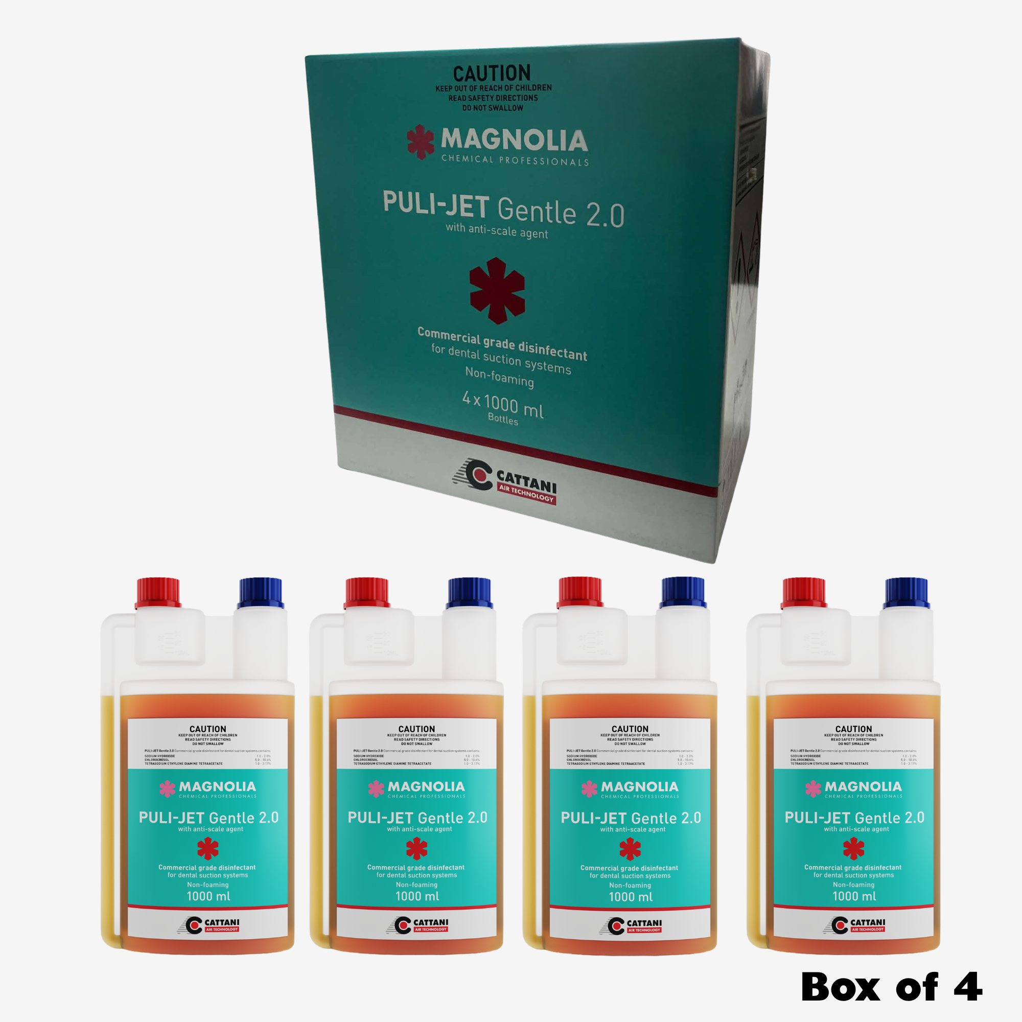 Cattani Puli Jet Gentle 2.0 Box of 4 x1 Litre Bottles