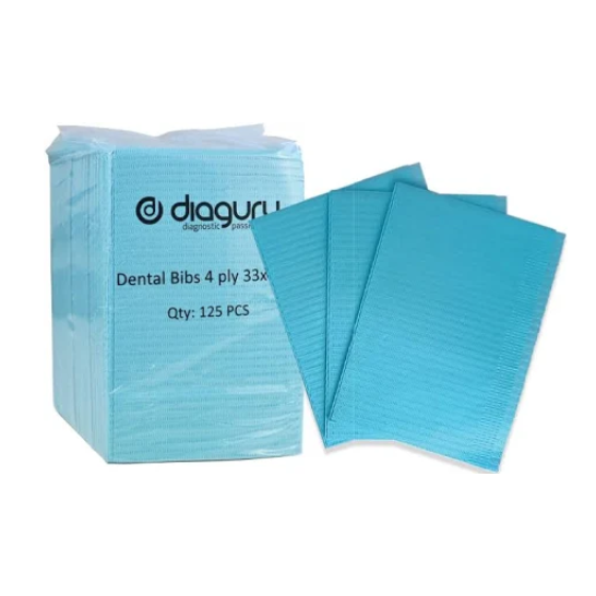 Dental Bibs 4-Ply (Blue) Small or Large 125/pack Large (Blue) 33cm x 45cm (500/box)