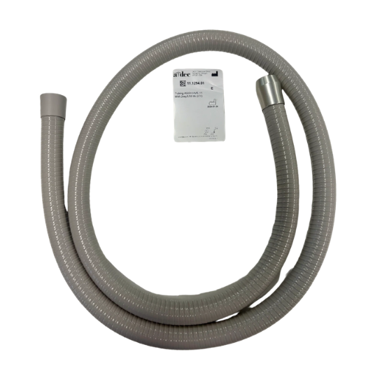A-dec dental chiar 300/400/500 HVE Tubing 15mm HVE w/Tailpiece and 11mm top with metal reducer, Suction, Grey, Ribbed, 1.3m (52")