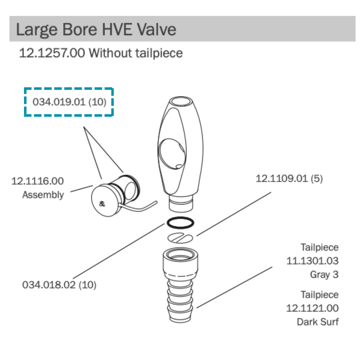A-dec large bore HVE valve assembly & c0nversion kit for A-dec 500, 300