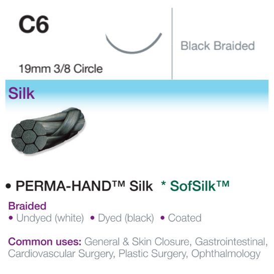 LOOK™ Silk Black Braided  Reverse Cutting 19mm 3/8 Circle