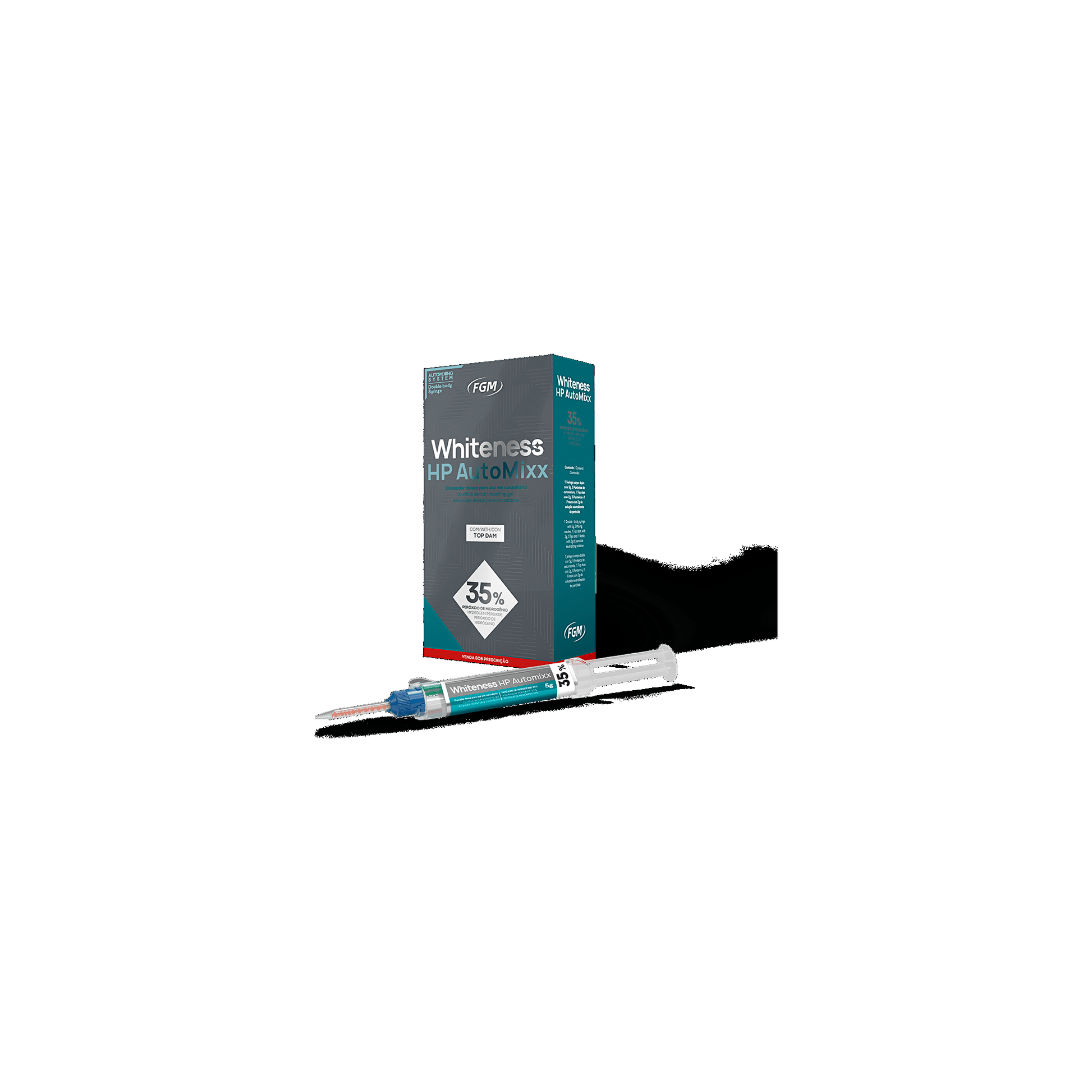FGM Dental Whiteness HP Automixx 35% – Refill- 1x 2g automix syringe 35% Hydrogen Peroxide + 2x self-mixing applicator tips