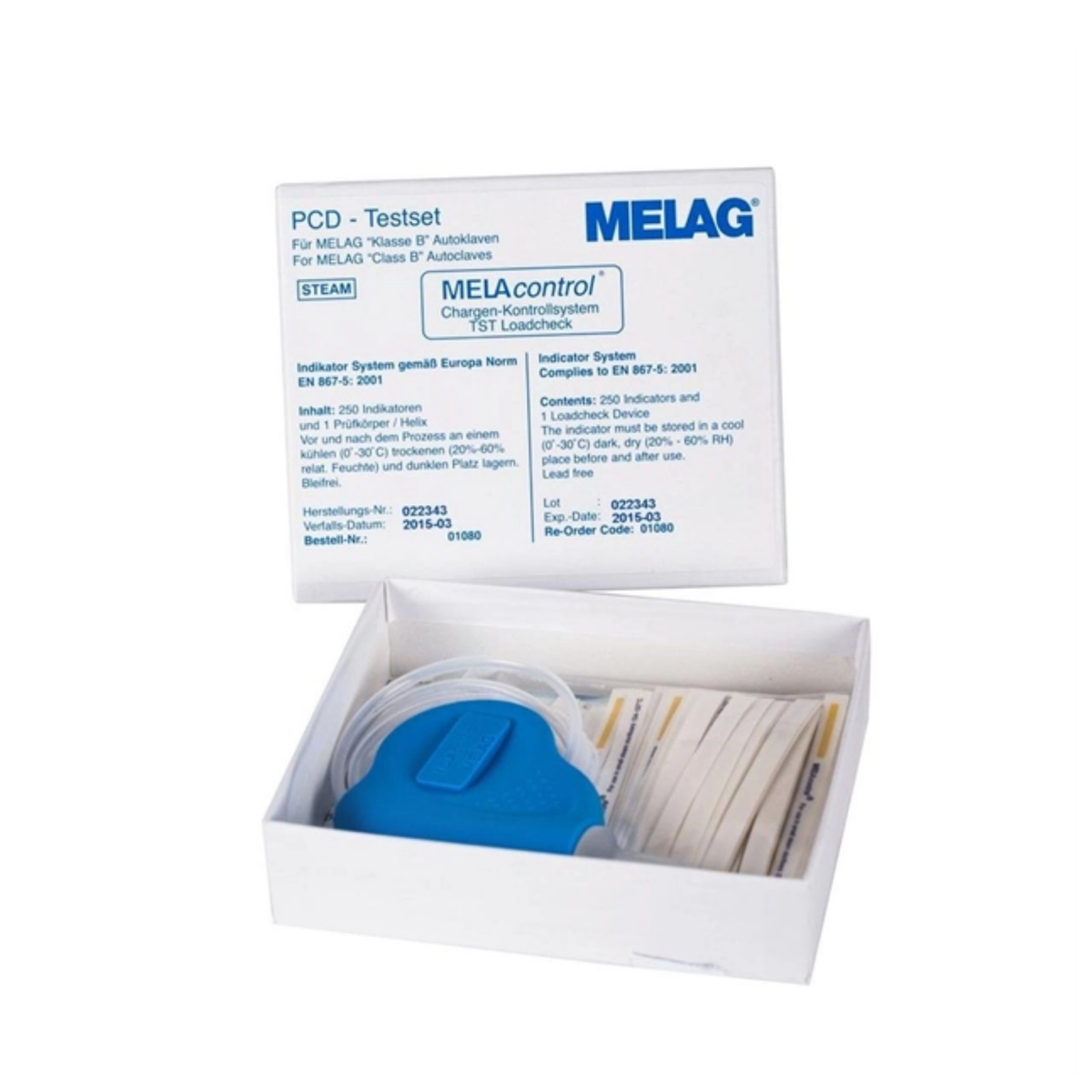 MELAcontrol Helix Test Device MELAcontrol is a Helix indicator system to be used for "Class B" autoclaves. The kit includes the MELAcontrol Helix test-body and 250 indicator strips. The MELAcontrol Helix device simulates hollow, long, narrow-bore devices and instruments.