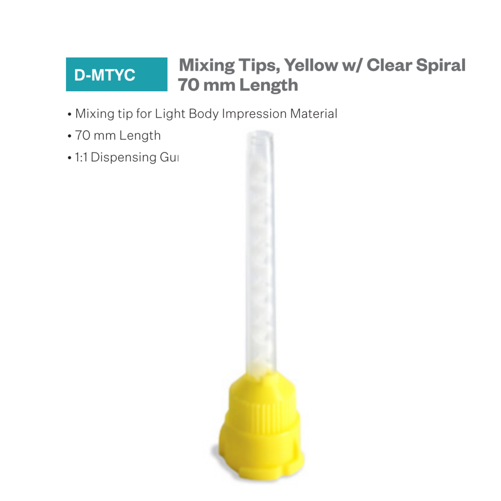 Yellow mixing tip with clear spiral for 