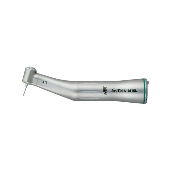 NSK S-Max M15L Stainless Steel Optic E Type Lux Contra Angle Handpiece 4:1 Reduction For CA burs