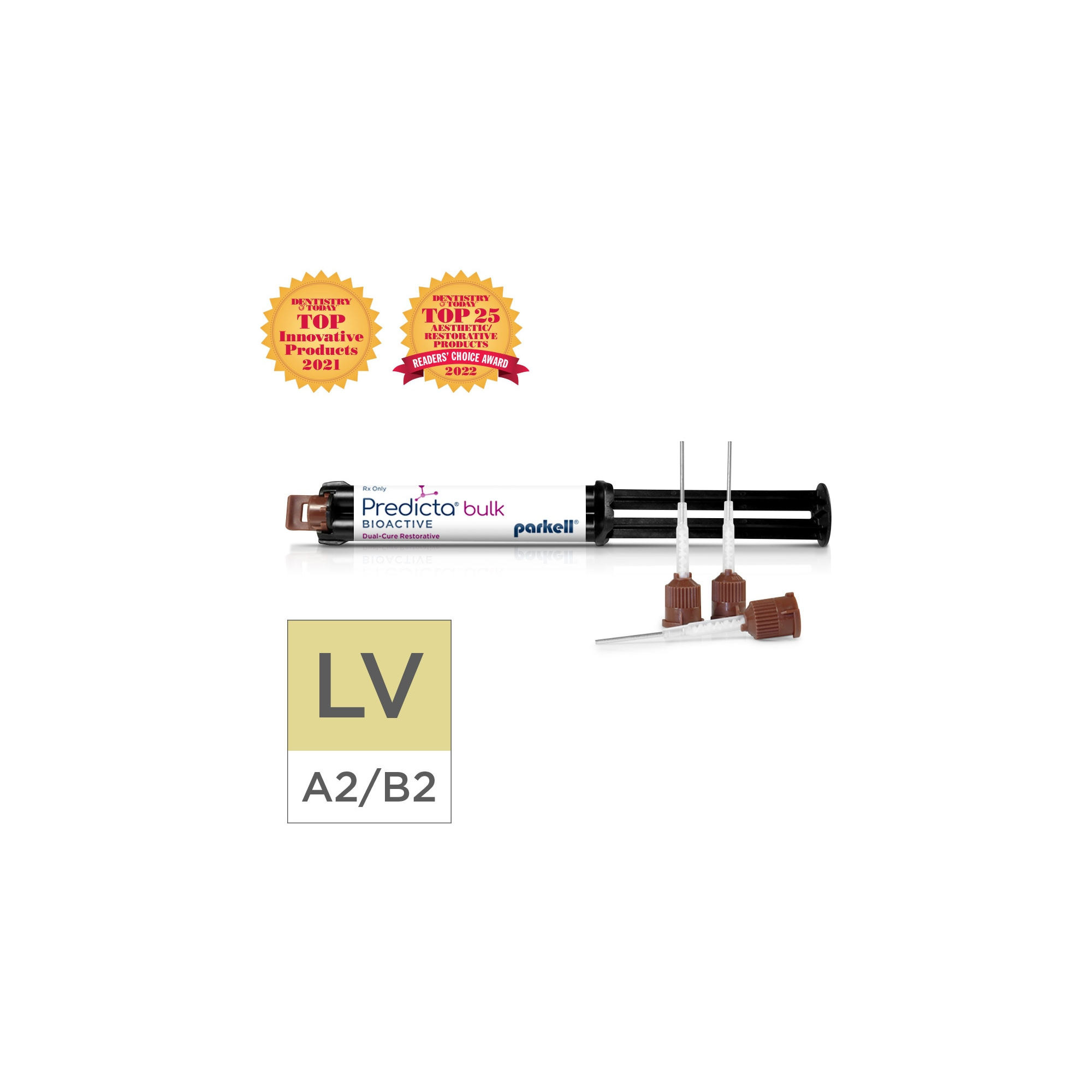 Parkell Predicta™ Bioactive Bulk Dual Cure Restorative A2/B2 Bulk Fill (LV)