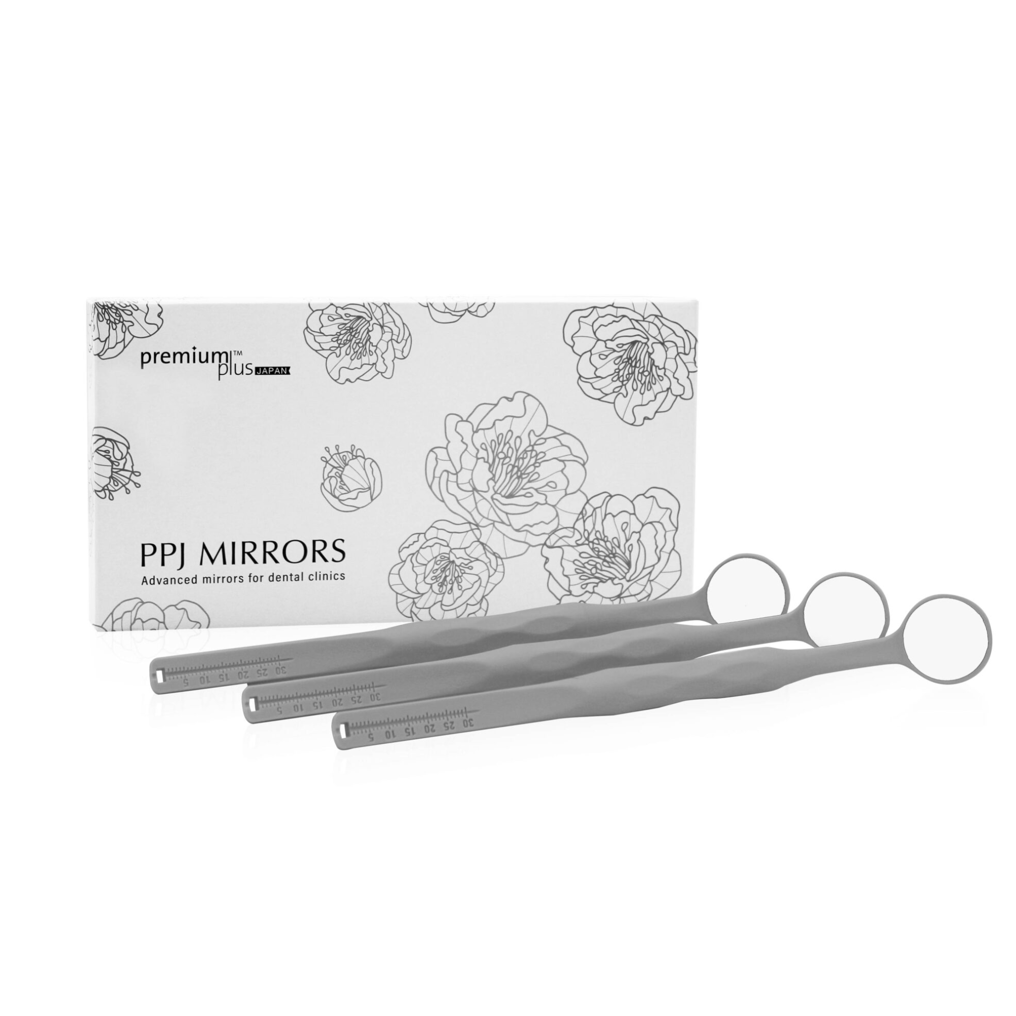 Three different advanced mirrors have 99% high reflectivity, high durability with 30 ceramic layers, and scratch resistance hardness 9H. Those mirrors are light weight and autoclavable at 134℃. PPJ Mirrors model 2 has suction system connection to the dental chair. PPJ Mirrors 1 has Endo gouge on the handle.