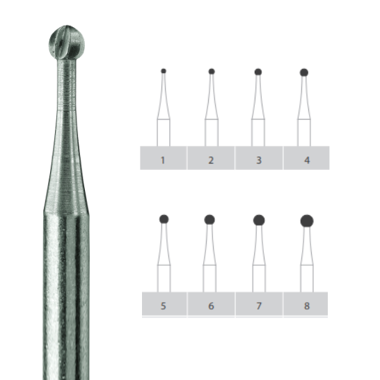 Prima Long Steel Round Burs Pack/6(Select Size)