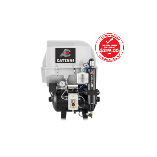 Cattani Compressor - AC300Q Quiet 3 Cylinder Oil-free Dental Compressor with Pre-filter | 3-4 chairs