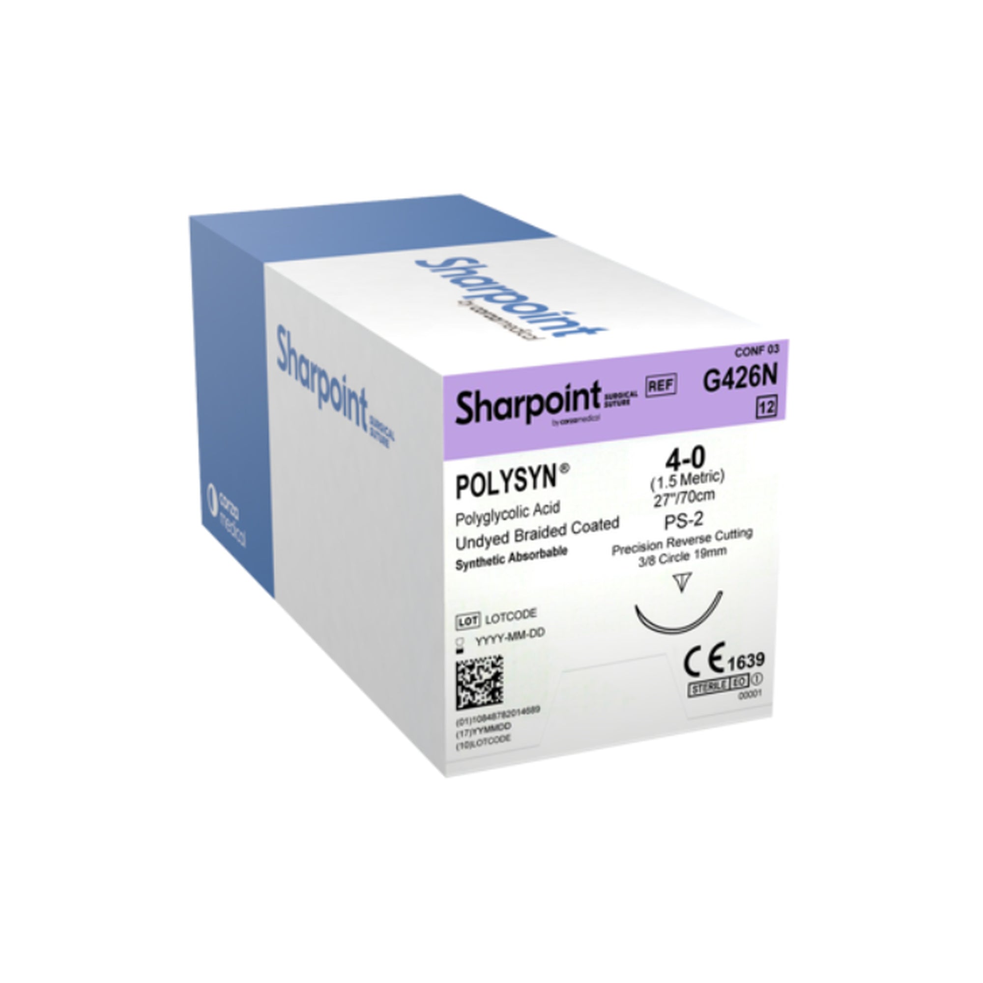 SharpPoint PolySyn 4-0 undyed 19 mm precision reverse cutting suture