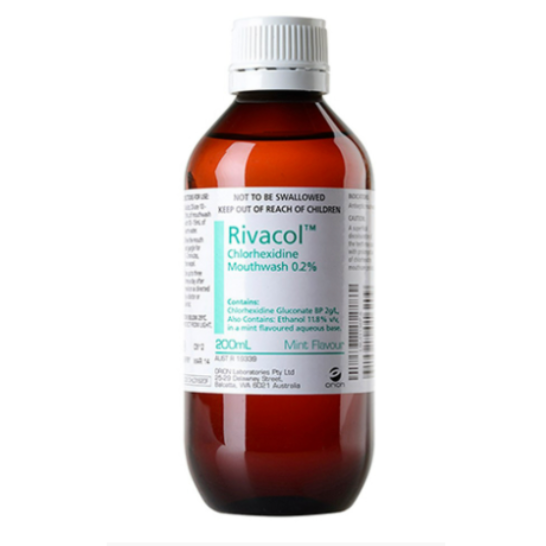 Perrigo Rivacol Chlorhexidine Mouthwash 0.2%; 200 mL Bottle