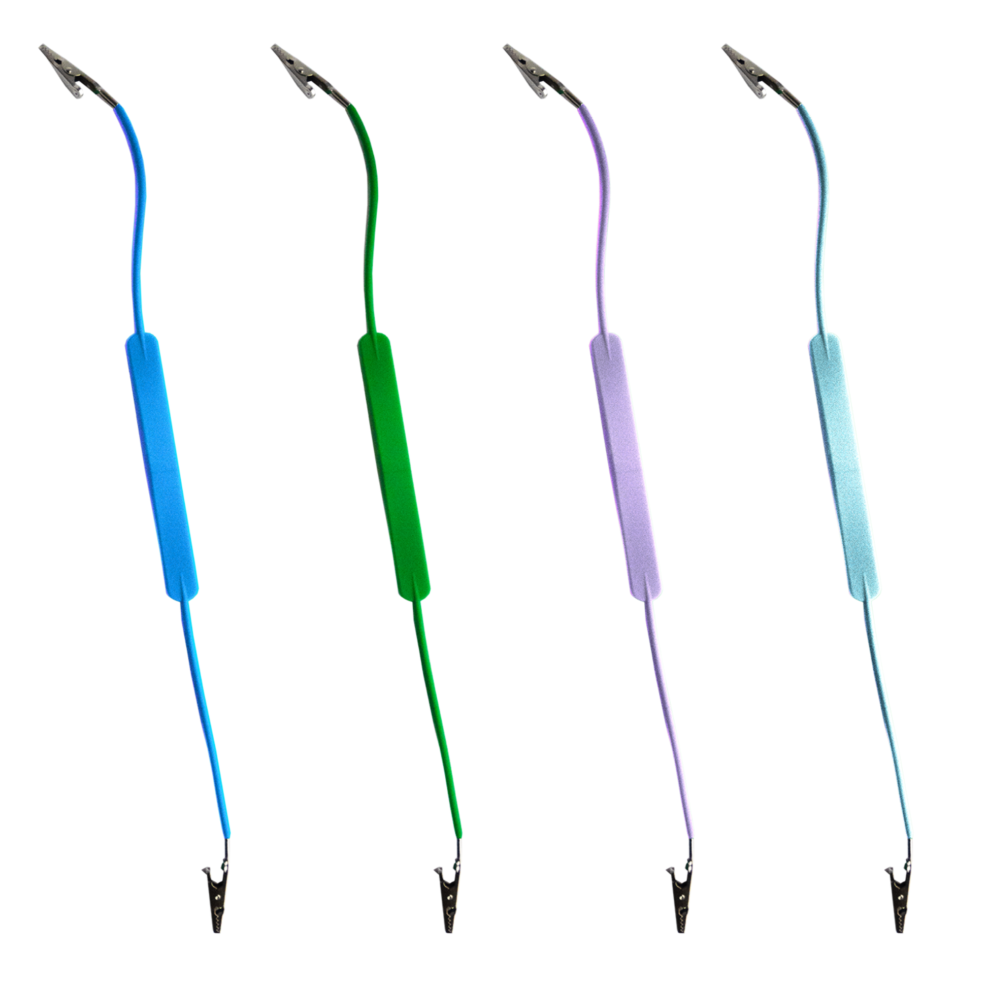 Autoclavable silicone dental bib holders in blue, green, lavender and sky blue