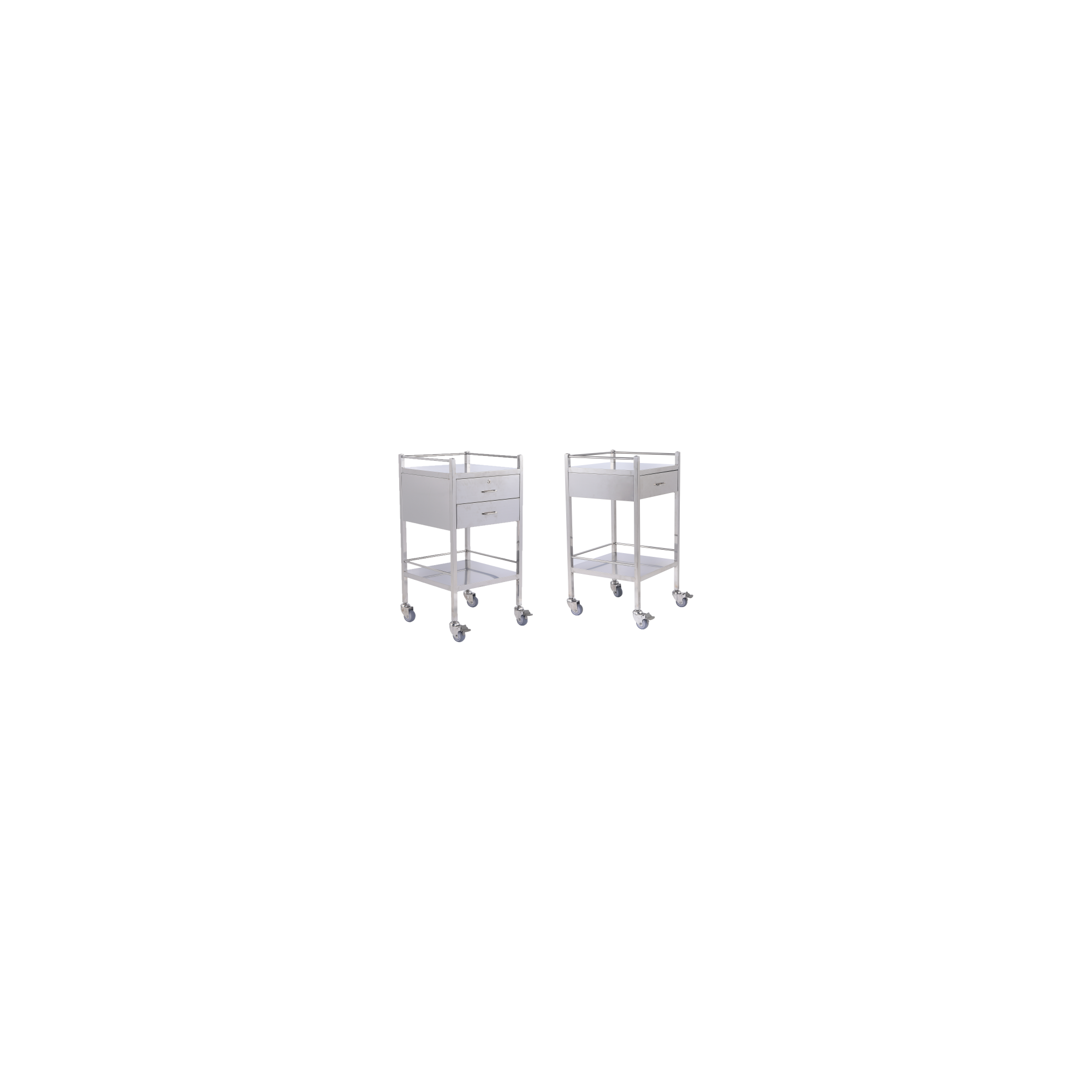 DiaGuru double drawer stainless steel trolley with lockable drawer D-ST2DLPN